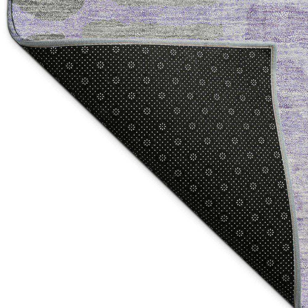 9' X 12' Purple And Gray Abstract Washable Indoor Outdoor Area Rug