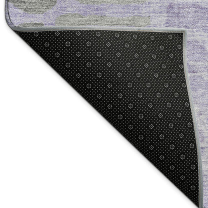 9' X 12' Purple And Gray Abstract Washable Indoor Outdoor Area Rug