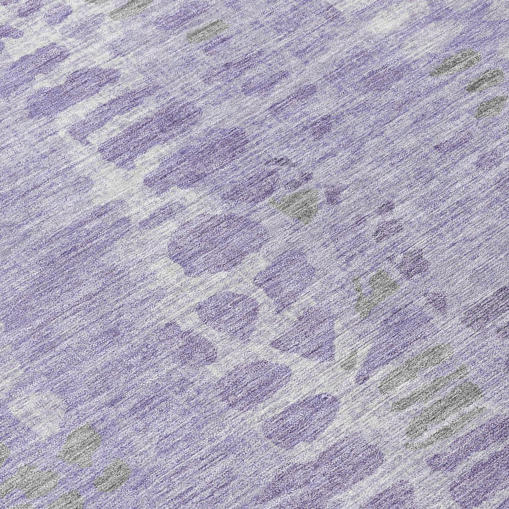 9' X 12' Purple And Gray Abstract Washable Indoor Outdoor Area Rug