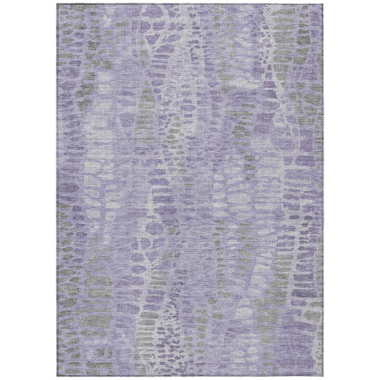 10' X 14' Purple And Gray Abstract Washable Indoor Outdoor Area Rug