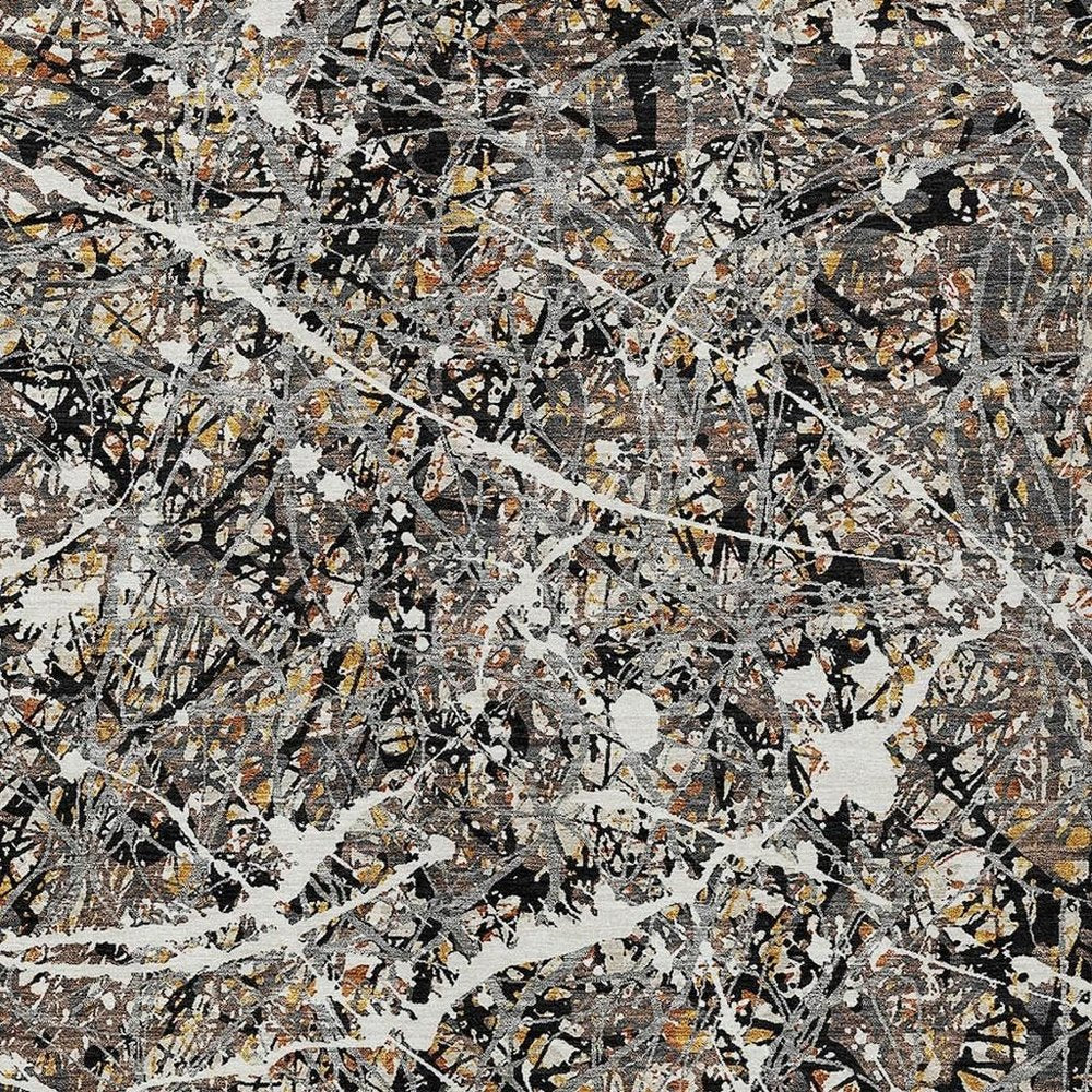 10' X 14' Black Ivory And Beige Abstract Washable Indoor Outdoor Area Rug