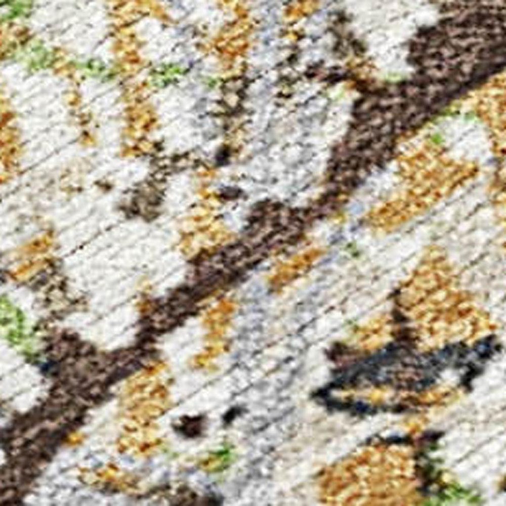 10' X 14' Taupe Beige And Brown Abstract Washable Indoor Outdoor Area Rug