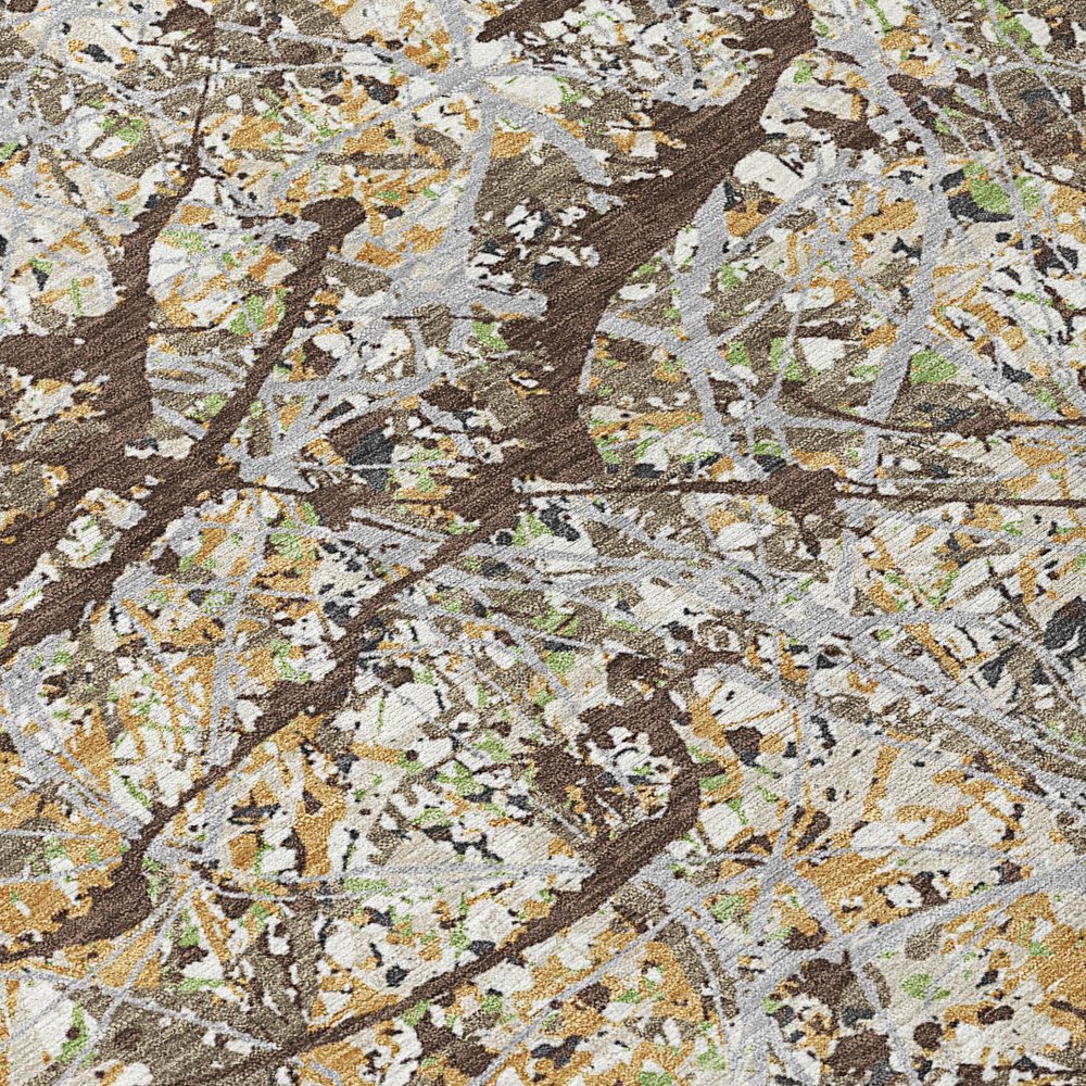 10' X 14' Taupe Beige And Brown Abstract Washable Indoor Outdoor Area Rug