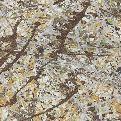 10' X 14' Taupe Beige And Brown Abstract Washable Indoor Outdoor Area Rug