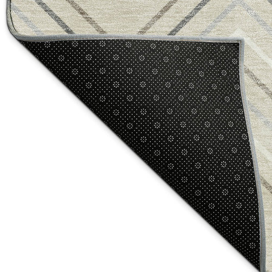 9' X 12' Beige Ivory And Gray Geometric Washable Indoor Outdoor Area Rug