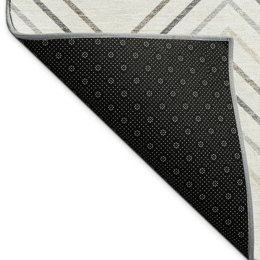 10' X 14' Ivory Gray And Taupe Geometric Washable Indoor Outdoor Area Rug