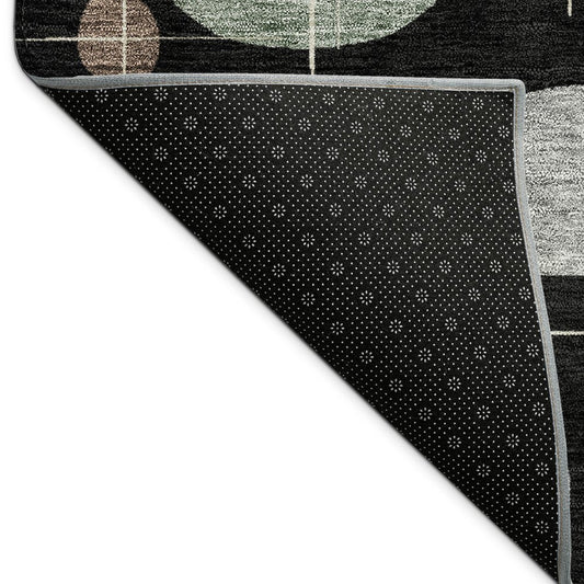 10' X 14' Black Brown And Gray Geometric Washable Indoor Outdoor Area Rug