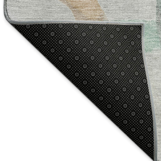 9' X 12' Gray Blue And Copper Abstract Washable Indoor Outdoor Area Rug