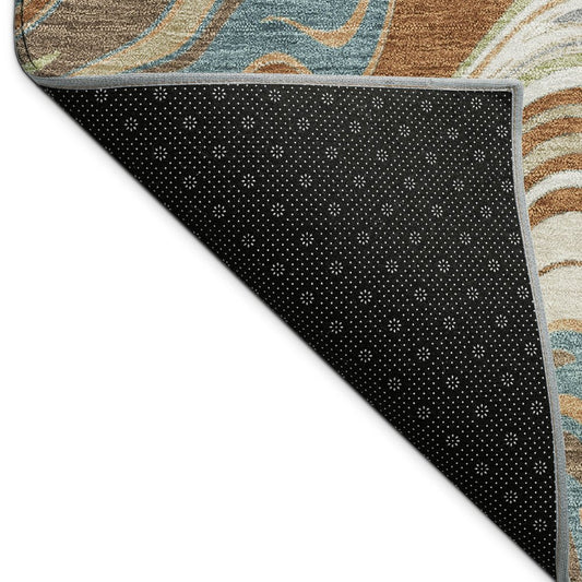 10' X 14' Rust Ivory And Gray Abstract Washable Indoor Outdoor Area Rug