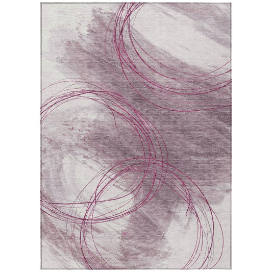 10' X 14' Blush Ivory And Pink Abstract Washable Indoor Outdoor Area Rug