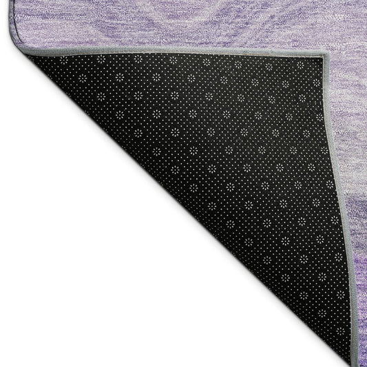 9' X 12' Purple And Plum Striped Washable Indoor Outdoor Area Rug