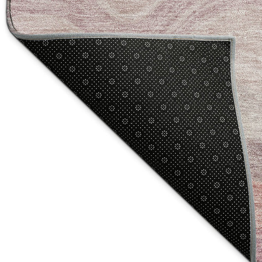9' X 12' Salmon Peach And Beige Striped Washable Indoor Outdoor Area Rug
