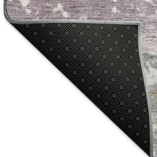 10' X 14' Lavender Ivory And Beige Striped Washable Indoor Outdoor Area Rug