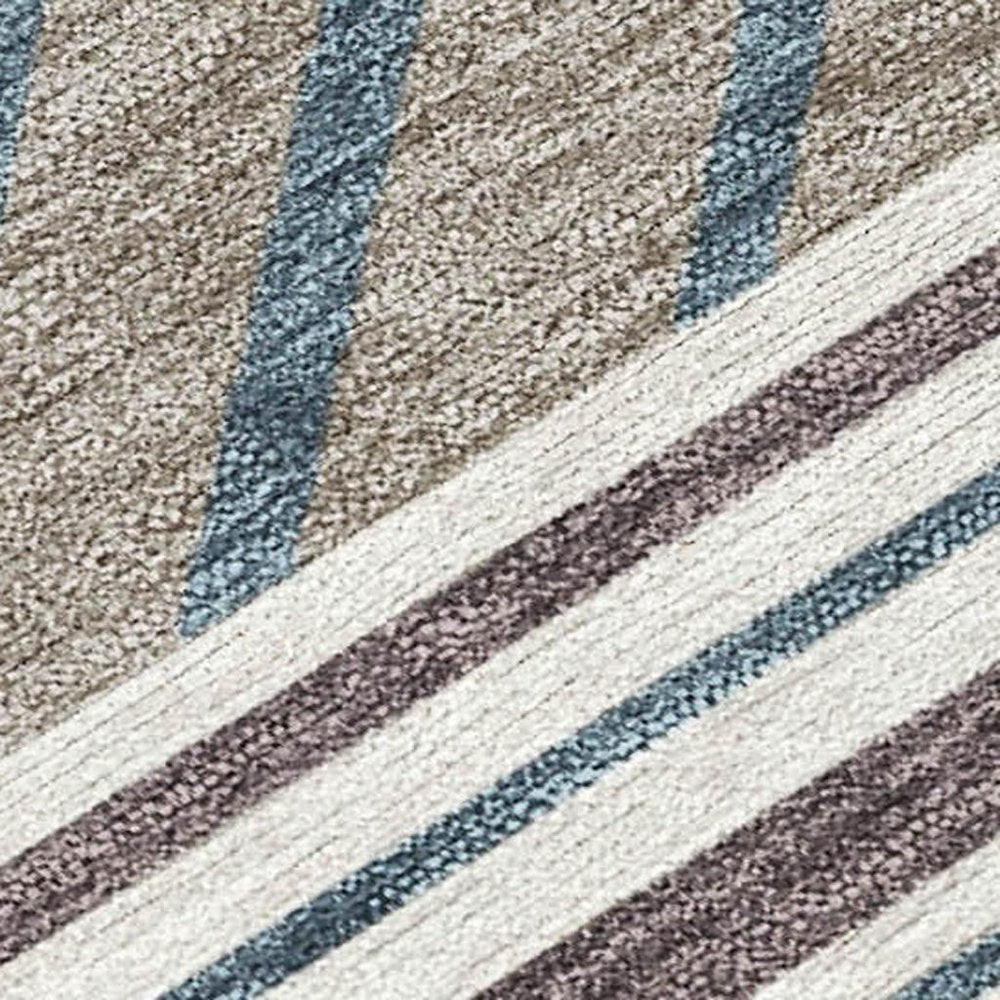 8' X 10' Copper Ivory And Blue Patchwork Washable Indoor Outdoor Area Rug