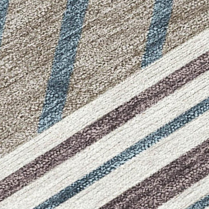 8' X 10' Copper Ivory And Blue Patchwork Washable Indoor Outdoor Area Rug