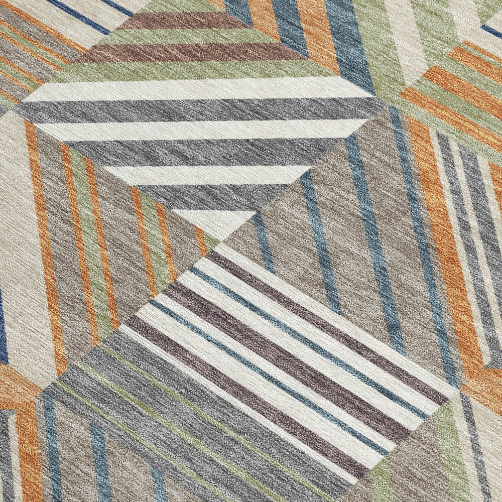 8' X 10' Copper Ivory And Blue Patchwork Washable Indoor Outdoor Area Rug
