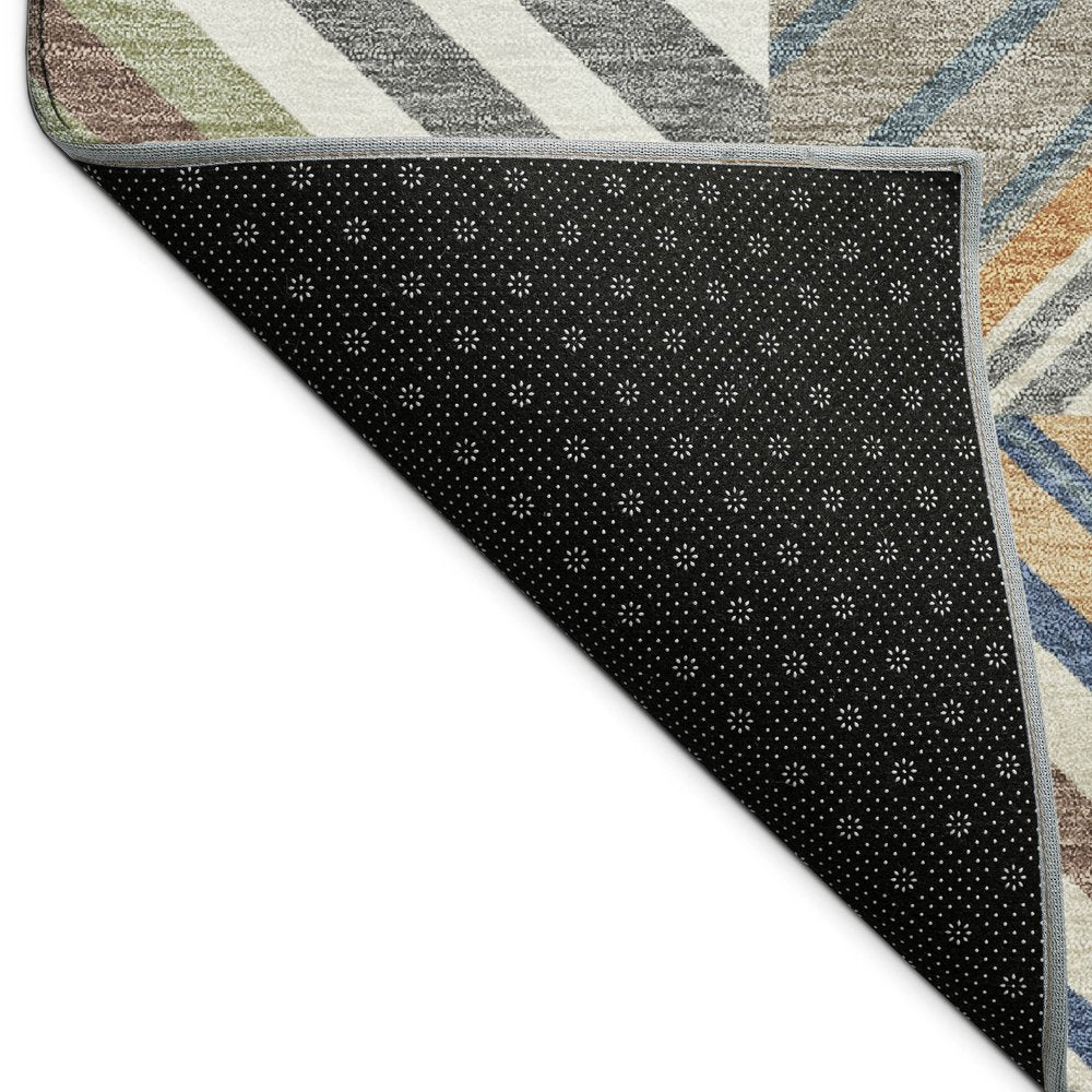 8' X 10' Copper Ivory And Blue Patchwork Washable Indoor Outdoor Area Rug