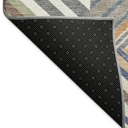 8' X 10' Copper Ivory And Blue Patchwork Washable Indoor Outdoor Area Rug