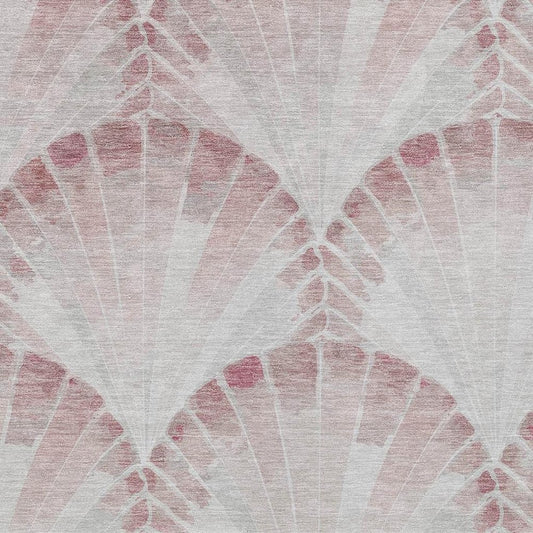 10' X 14' Blush And Ivory Seashell Washable Indoor Outdoor Area Rug
