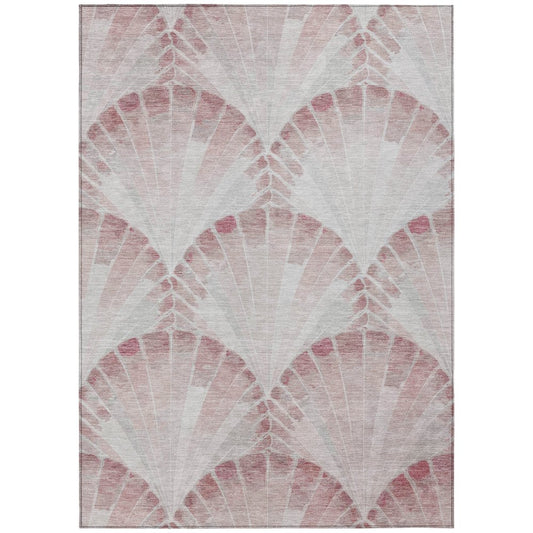 10' X 14' Blush And Ivory Seashell Washable Indoor Outdoor Area Rug