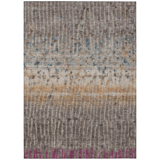 9' X 12' Taupe Merlot And Copper Abstract Washable Indoor Outdoor Area Rug