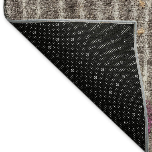 9' X 12' Taupe Merlot And Copper Abstract Washable Indoor Outdoor Area Rug