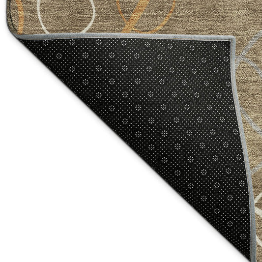 10' X 14' Brown Copper And Ivory Geometric Washable Indoor Outdoor Area Rug