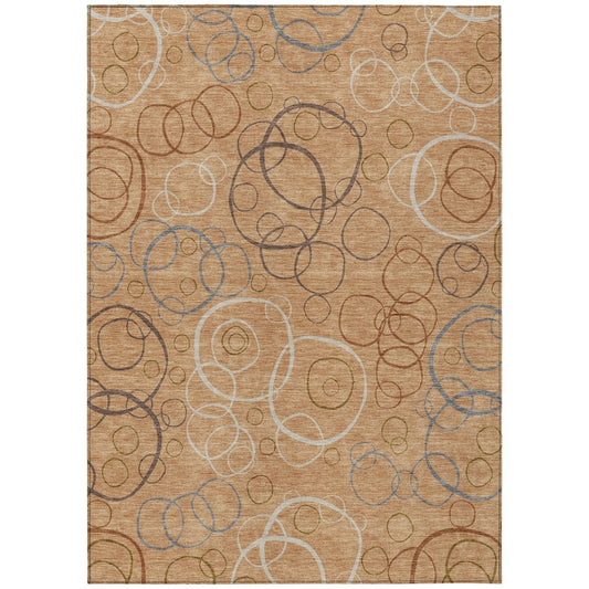 10' X 14' Copper Silver And Rust Geometric Washable Indoor Outdoor Area Rug