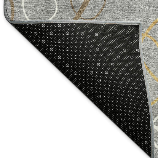 10' X 14' Gray Silver And Black Geometric Washable Indoor Outdoor Area Rug