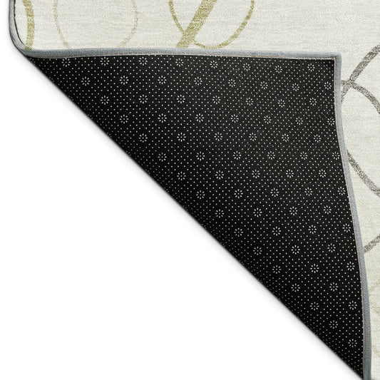 10' X 14' Ivory Gray And Walnut Geometric Washable Indoor Outdoor Area Rug