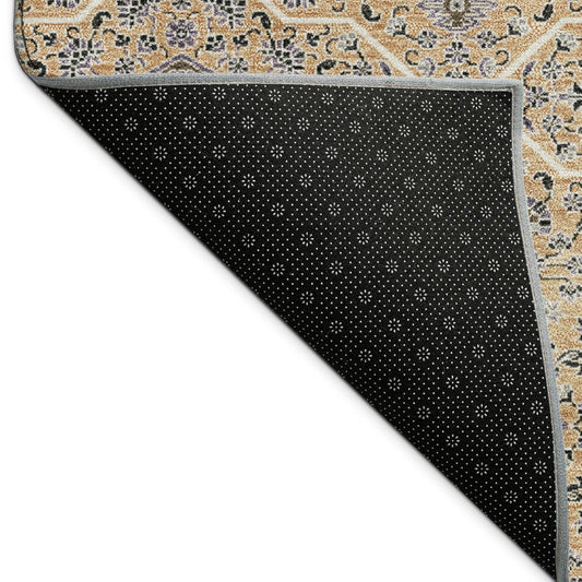 10' X 14' Copper Black And Brown Oriental Washable Indoor Outdoor Area Rug