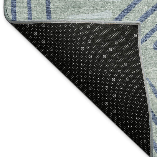 10' X 14' Aqua And Blue Geometric Washable Indoor Outdoor Area Rug