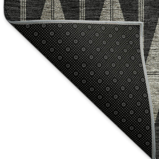 9' X 12' Black Brown And Gray Geometric Washable Indoor Outdoor Area Rug