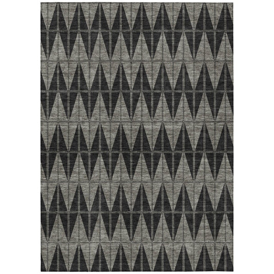 10' X 14' Black Brown And Gray Geometric Washable Indoor Outdoor Area Rug