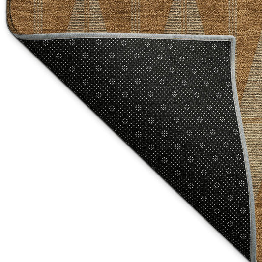 10' X 14' Rust And Beige Geometric Washable Indoor Outdoor Area Rug
