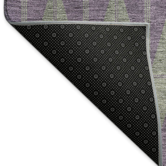 10' X 14' Plum And Sage Geometric Washable Indoor Outdoor Area Rug