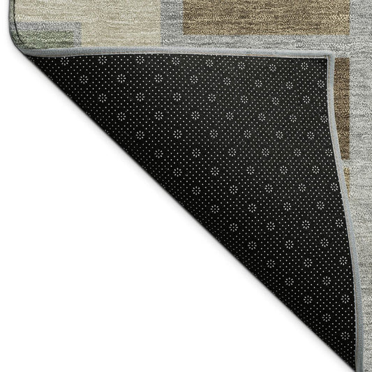 10' X 14' Chocolate Gray And Beige Geometric Washable Indoor Outdoor Area Rug