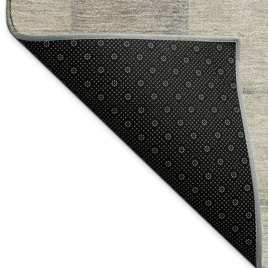 9' X 12' Taupe Brown And Ivory Geometric Washable Indoor Outdoor Area Rug