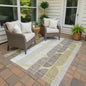 9' X 12' Wheat Ivory And Brown Geometric Washable Indoor Outdoor Area Rug