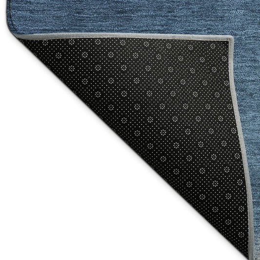 9' X 12' Navy Blue Gold And Beige Abstract Washable Indoor Outdoor Area Rug