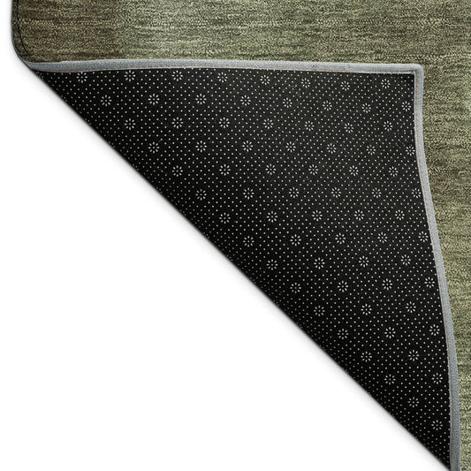 9' X 12' Lime Green Brown And Beige Abstract Washable Indoor Outdoor Area Rug