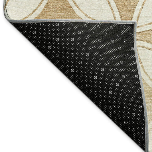 10' X 14' Copper And Ivory Geometric Washable Indoor Outdoor Area Rug
