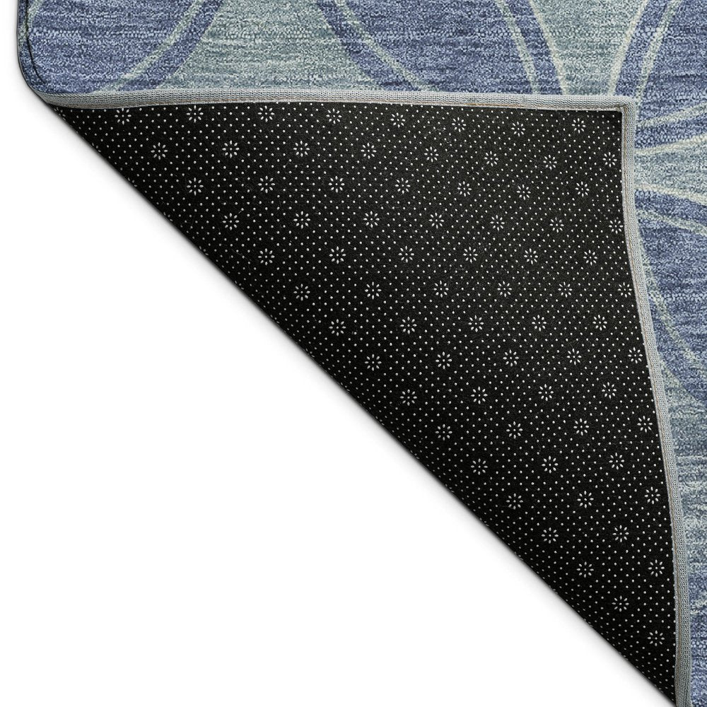 9' X 12' Teal Blue And Ivory Geometric Washable Indoor Outdoor Area Rug
