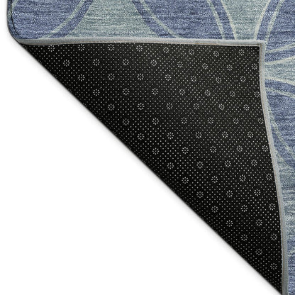 9' X 12' Teal Blue And Ivory Geometric Washable Indoor Outdoor Area Rug