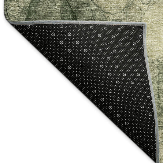 10' X 14' Artichoke Green And Wheat Abstract Washable Indoor Outdoor Area Rug