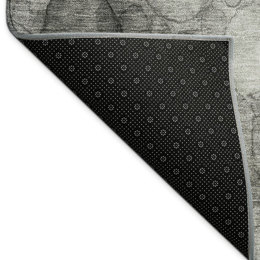 10' X 14' Ivory Gray And Black Abstract Washable Indoor Outdoor Area Rug