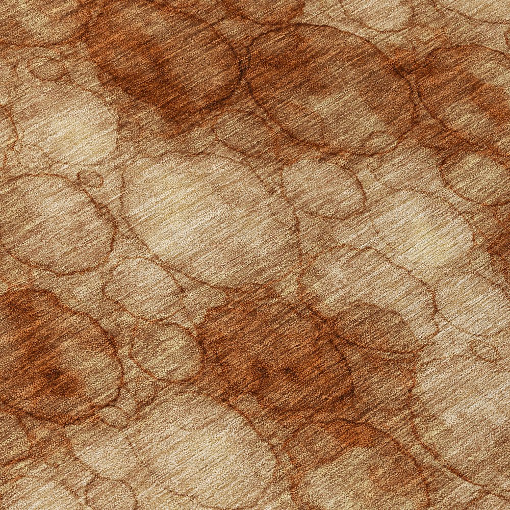 8' Rust And Orange Round Abstract Washable Indoor Outdoor Area Rug