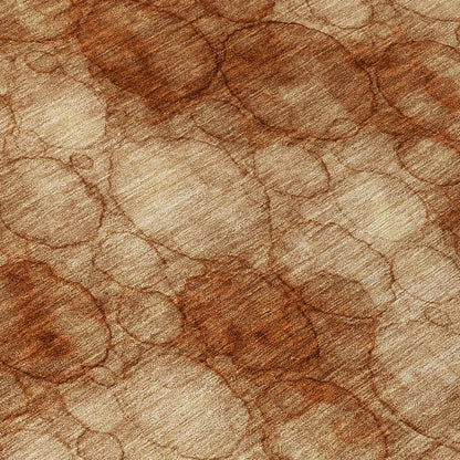 8' Rust And Orange Round Abstract Washable Indoor Outdoor Area Rug