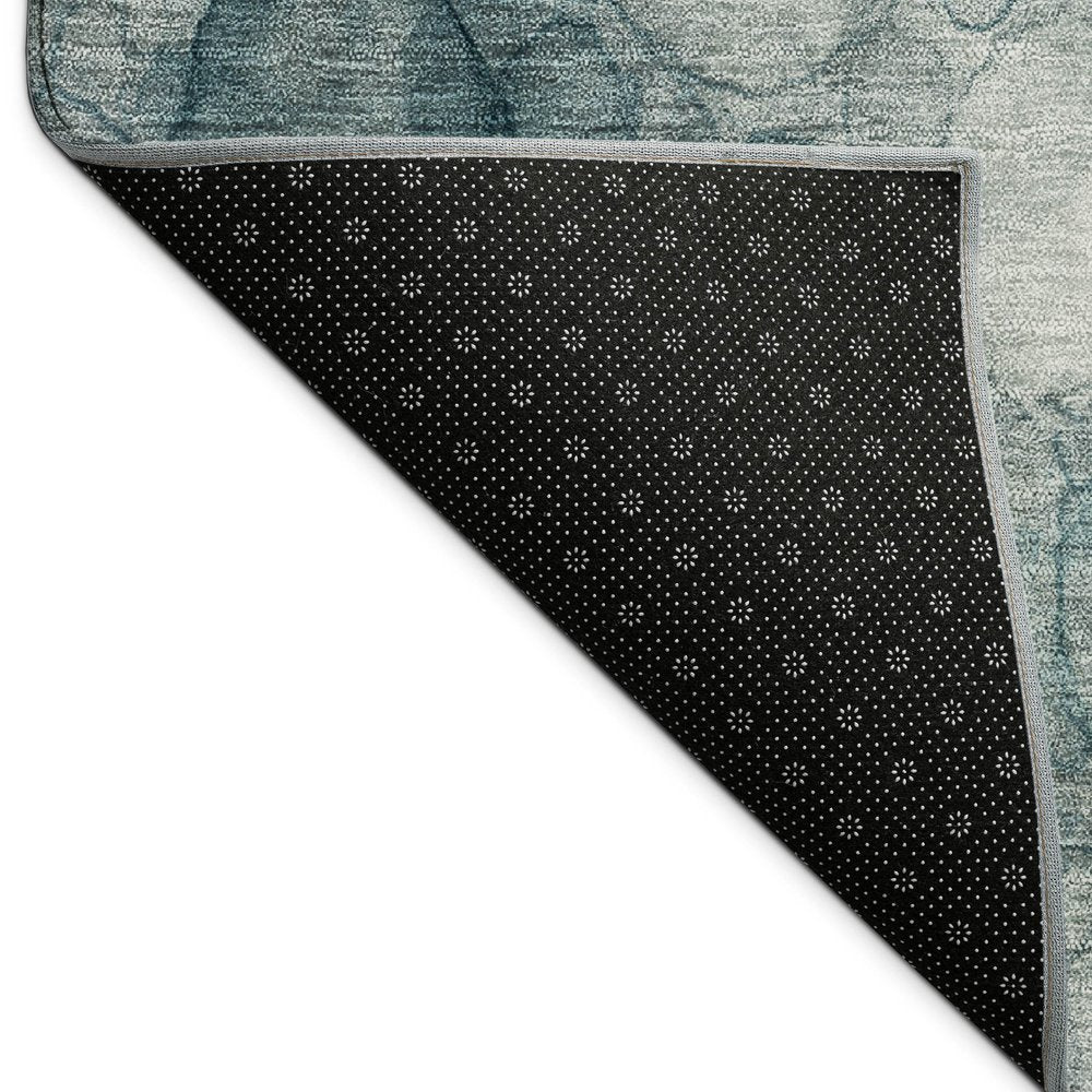 8' X 10' Turquoise And Ivory Abstract Washable Indoor Outdoor Area Rug