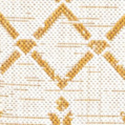 9' X 12' Cream And Yellow Trellis Indoor Outdoor Area Rug